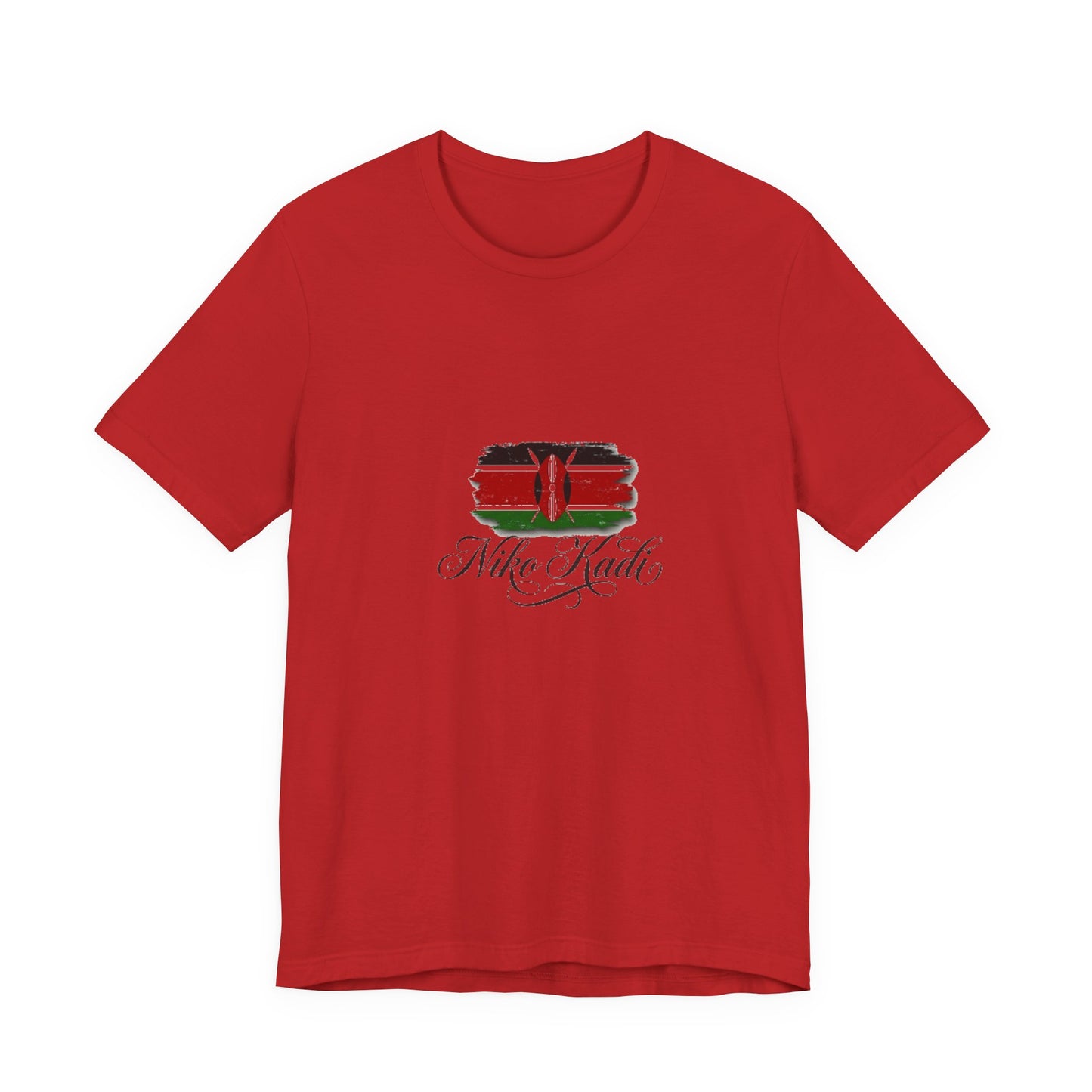Kenya Flag Brushstroke T-Shirt with "Niko Kadio" Script — Patriotic Kenyan Tee