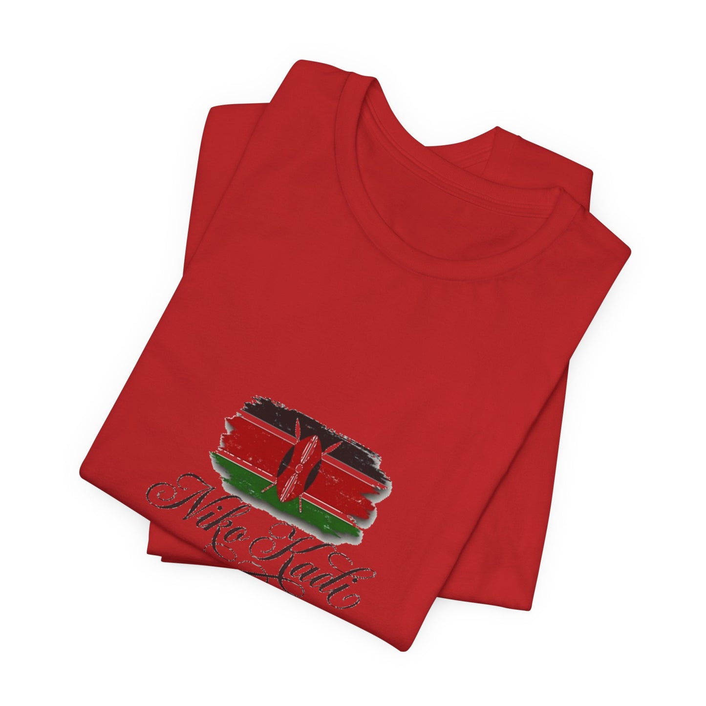 Kenya Flag Brushstroke T-Shirt with "Niko Kadio" Script — Patriotic Kenyan Tee