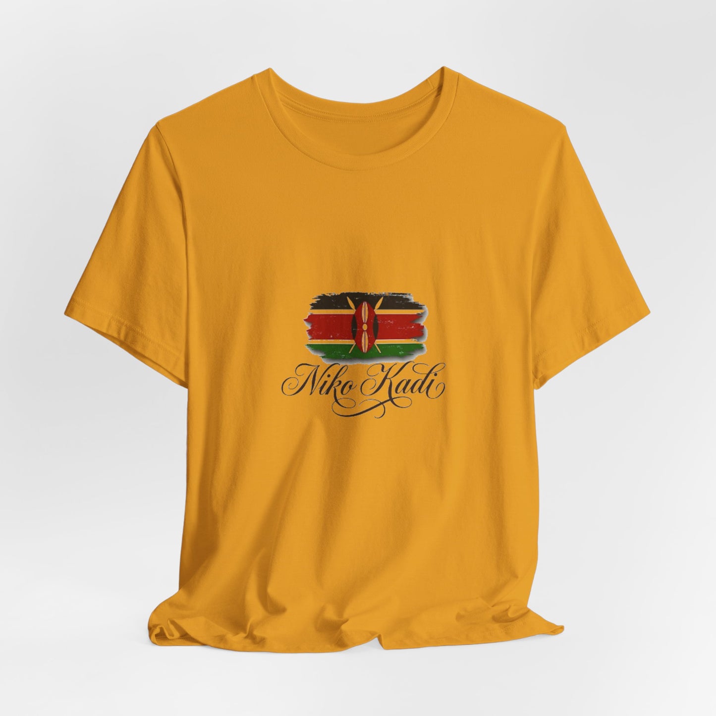 Kenya Flag Brushstroke T-Shirt with "Niko Kadio" Script — Patriotic Kenyan Tee