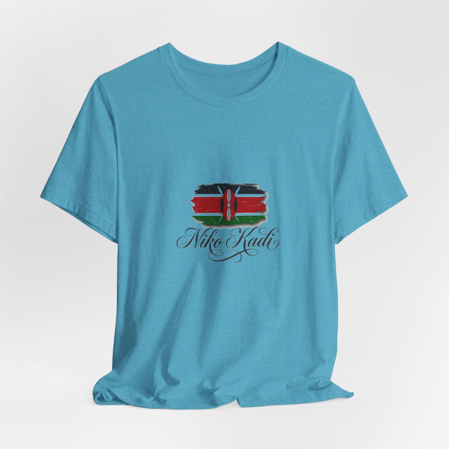 Kenya Flag Brushstroke T-Shirt with "Niko Kadio" Script — Patriotic Kenyan Tee