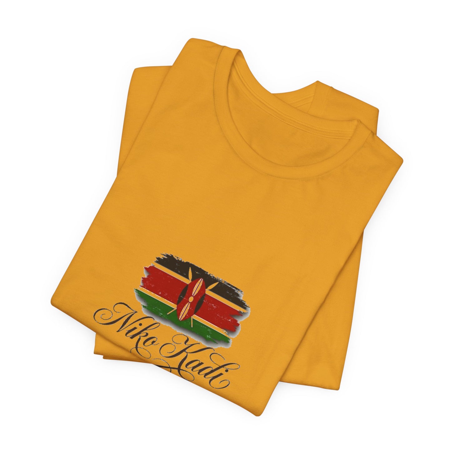 Kenya Flag Brushstroke T-Shirt with "Niko Kadio" Script — Patriotic Kenyan Tee