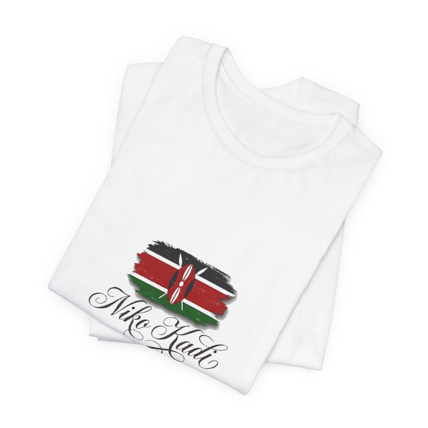 Kenya Flag Brushstroke T-Shirt with "Niko Kadio" Script — Patriotic Kenyan Tee