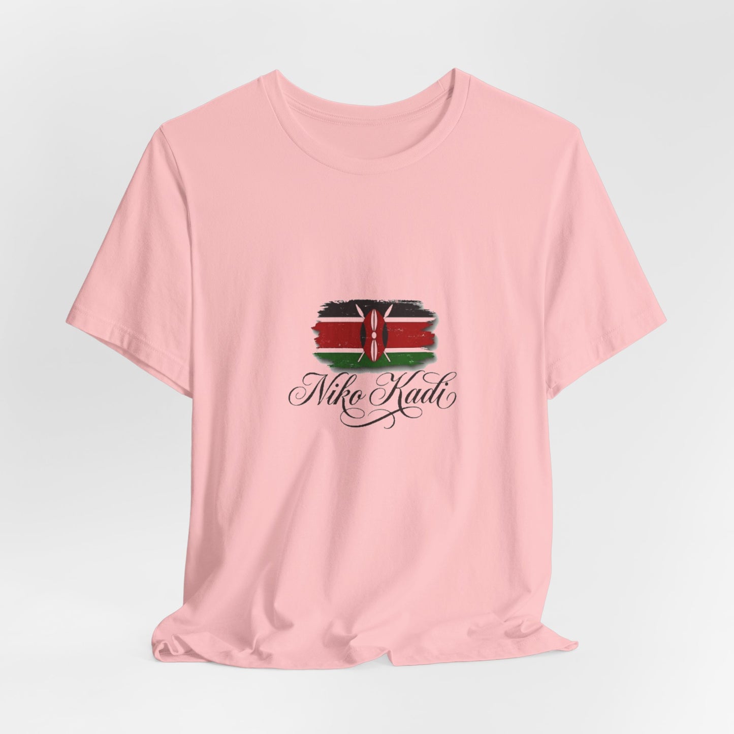 Kenya Flag Brushstroke T-Shirt with "Niko Kadio" Script — Patriotic Kenyan Tee