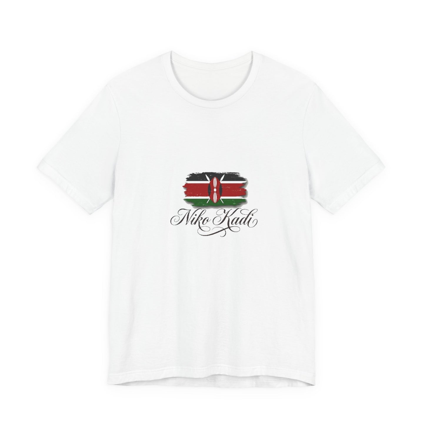 Kenya Flag Brushstroke T-Shirt with "Niko Kadio" Script — Patriotic Kenyan Tee