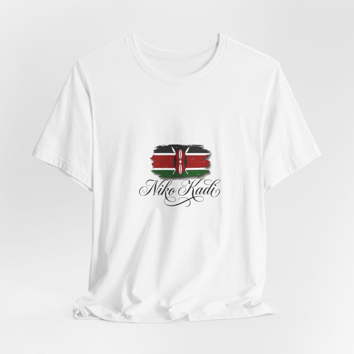 Kenya Flag Brushstroke T-Shirt with "Niko Kadio" Script — Patriotic Kenyan Tee