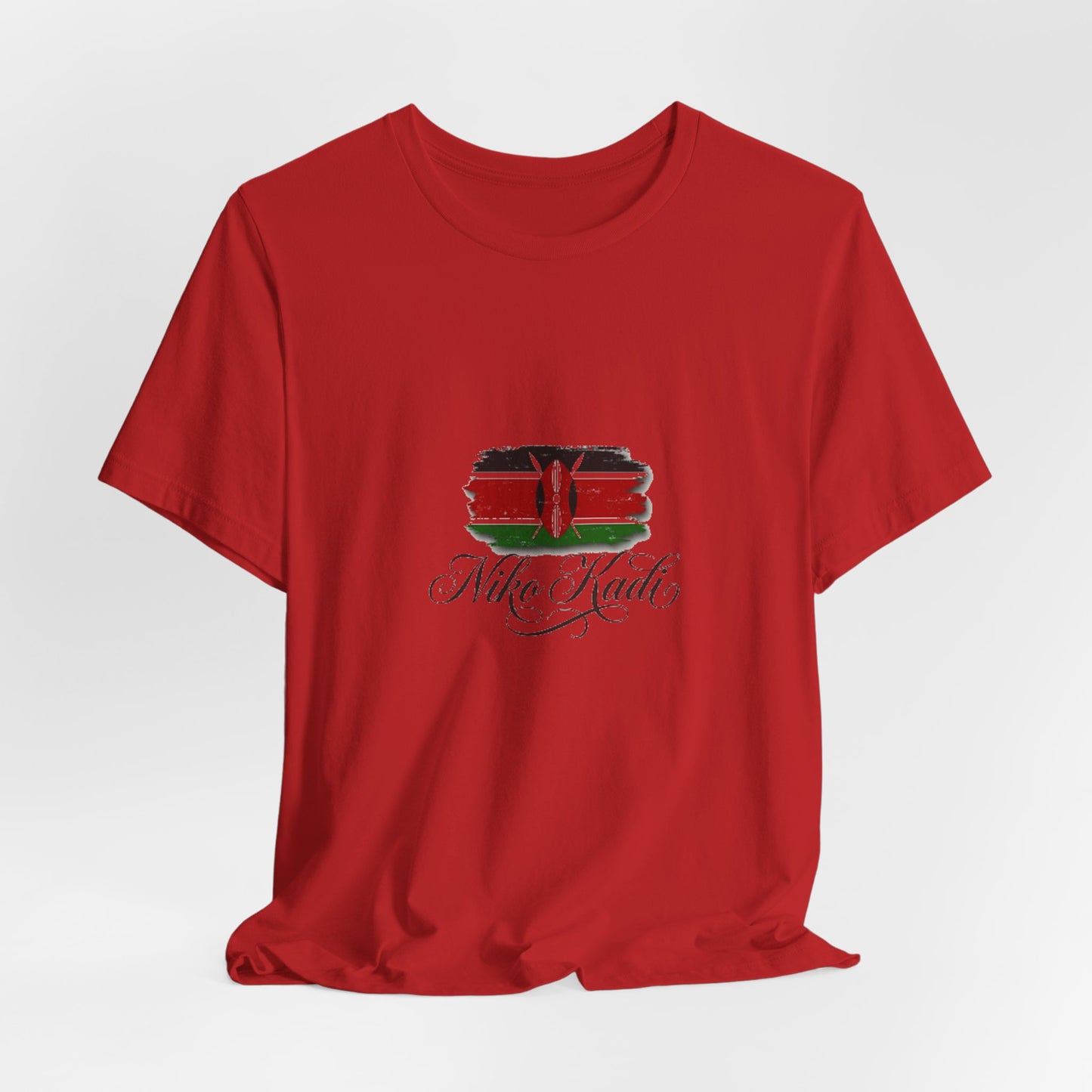 Kenya Flag Brushstroke T-Shirt with "Niko Kadio" Script — Patriotic Kenyan Tee