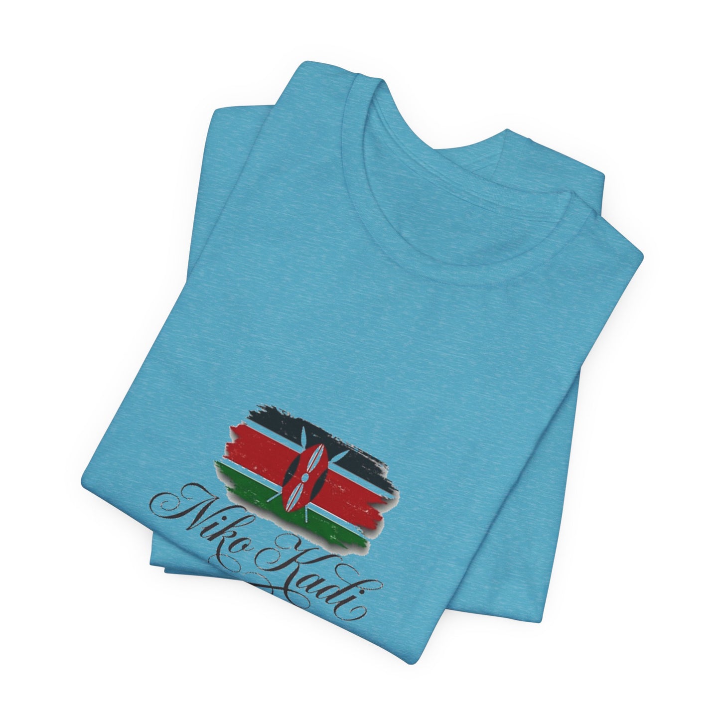 Kenya Flag Brushstroke T-Shirt with "Niko Kadio" Script — Patriotic Kenyan Tee